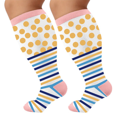 Plusock Plus Size Color Block Stripes Compression Socks - image 9