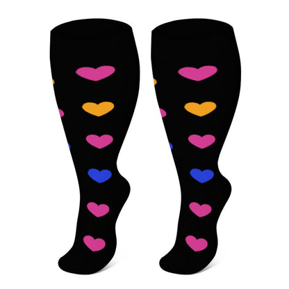 Plusock Plus Size Heart Pop Dot Compression Socks(3 Pairs) - Heart - 4XL - image 6
