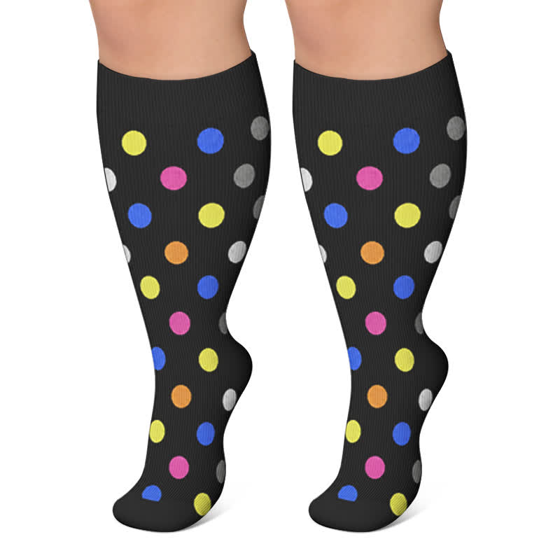 Plusock Plus Size Heart Pop Dot Compression Socks(3 Pairs) - image 2