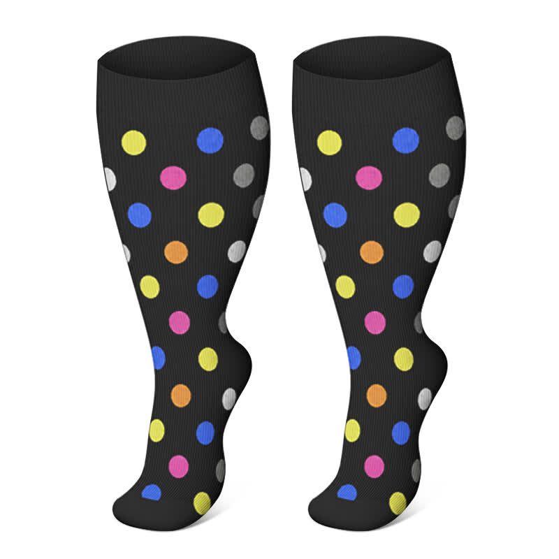 Plusock Plus Size Heart Pop Dot Compression Socks(3 Pairs) - Dots - 4XL - image 5
