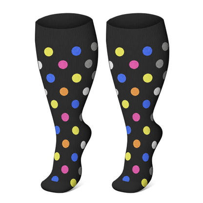 Plusock Plus Size Heart Pop Dot Compression Socks(3 Pairs) - Dots - 4XL - image 5