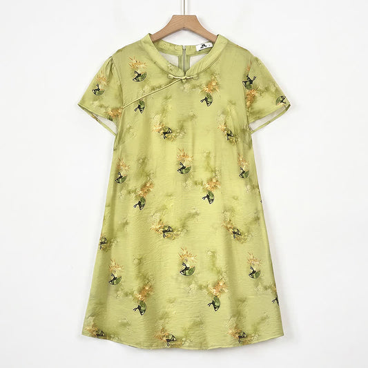 Plusock Plus-Size Floral Mandarin Collar Tunic Blouse - Yellow - 6XL - image 0