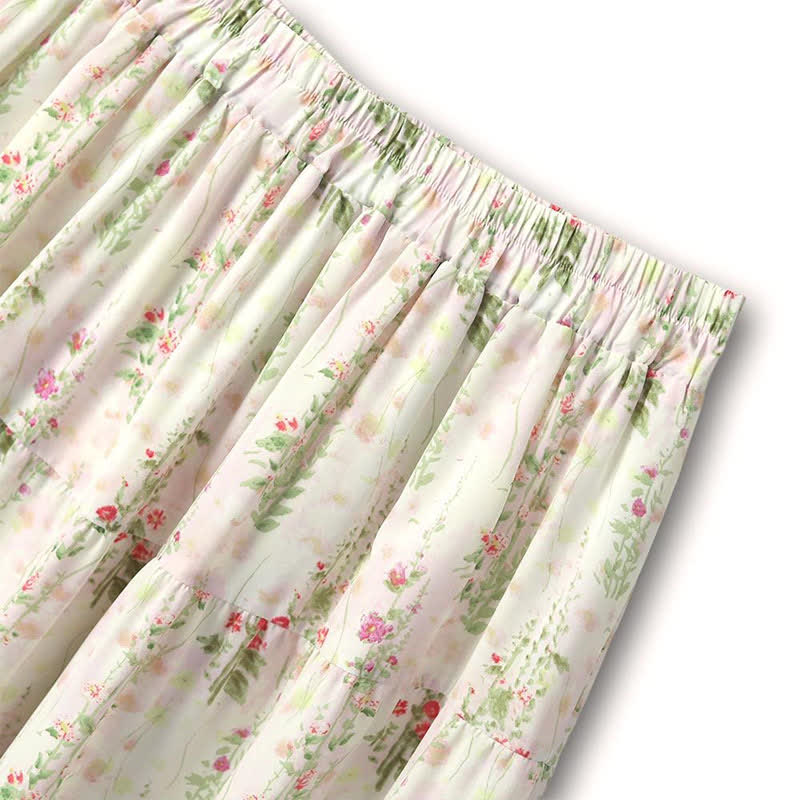 Plusock Plus Size Batwing Sleeve Blouse Floral Tiered Midi Skirt Set - image 6