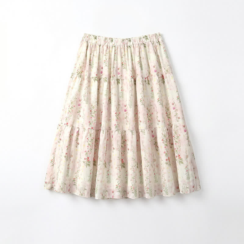 Plusock Plus Size Batwing Sleeve Blouse Floral Tiered Midi Skirt Set - Midi Skirt - 6XL - image 9