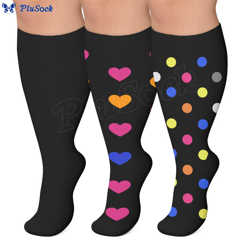 Plusock Plus Size Heart Pop Dot Compression Socks - image 0