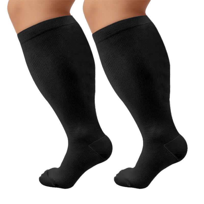 Plusock Plus Size Heart Pop Dot Compression Socks - Black - 4XL - image 8