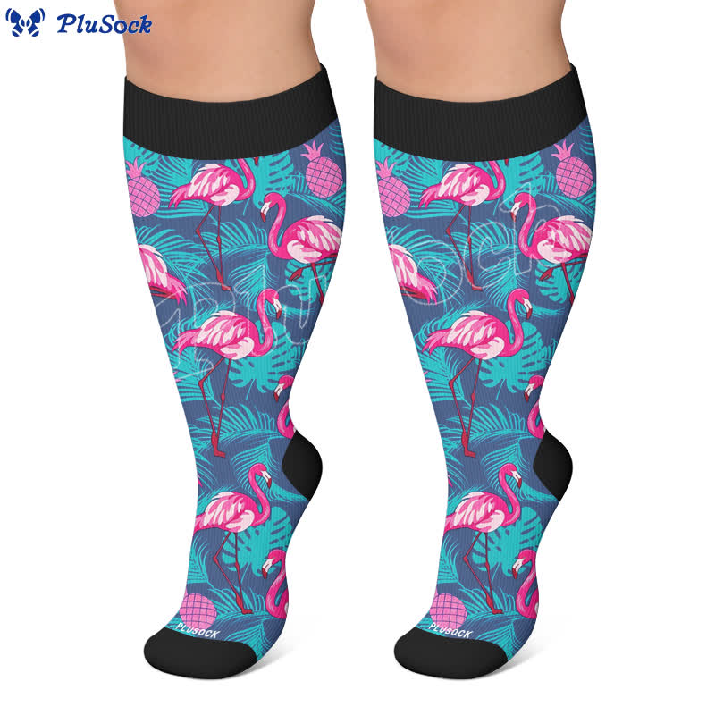 Plusock Plus Size Flamingo Stripe Compression Socks - image 6