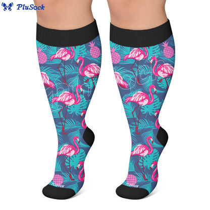 Plusock Plus Size Flamingo Stripe Compression Socks - image 6