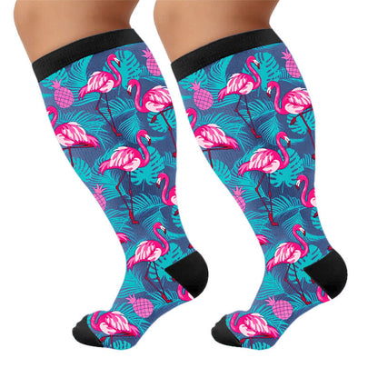 Plusock Plus Size Flamingo Stripe Compression Socks - image 10