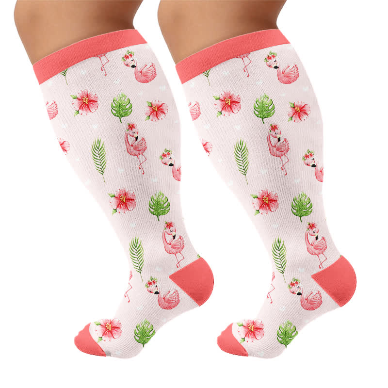 Plusock Plus Size Flamingo Stripe Compression Socks - image 8