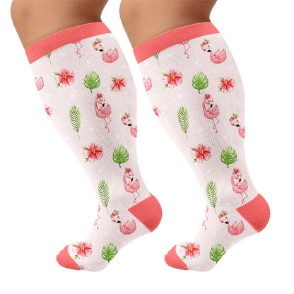 Plusock Plus Size Flamingo Stripe Compression Socks - image 8