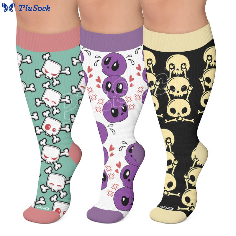 Plusock Plus Size Skull Alien Compression Socks - image 0