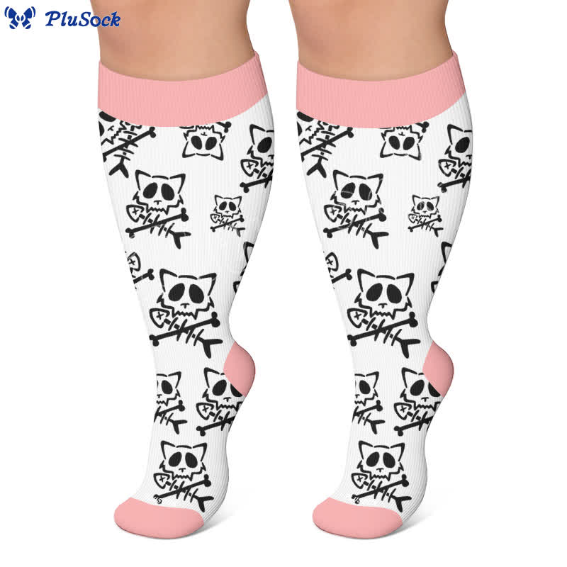 Plusock Plus Size Green Cat Stripe Compression Socks - image 5