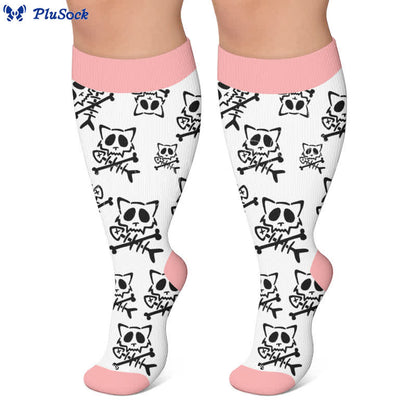 Plusock Plus Size Green Cat Stripe Compression Socks - image 5