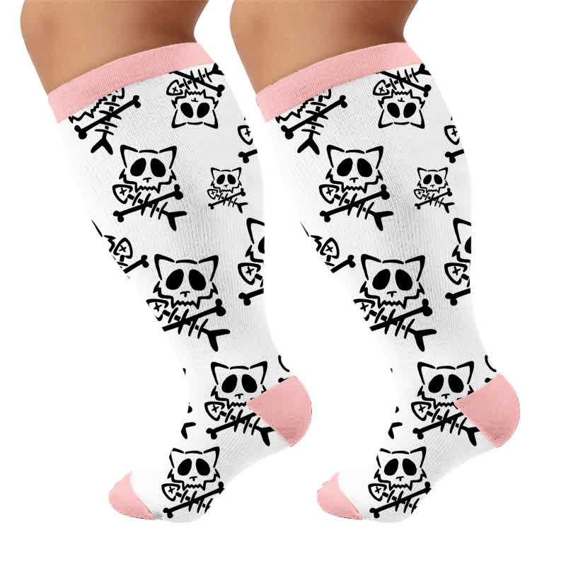 Plusock Plus Size Green Cat Stripe Compression Socks - image 9