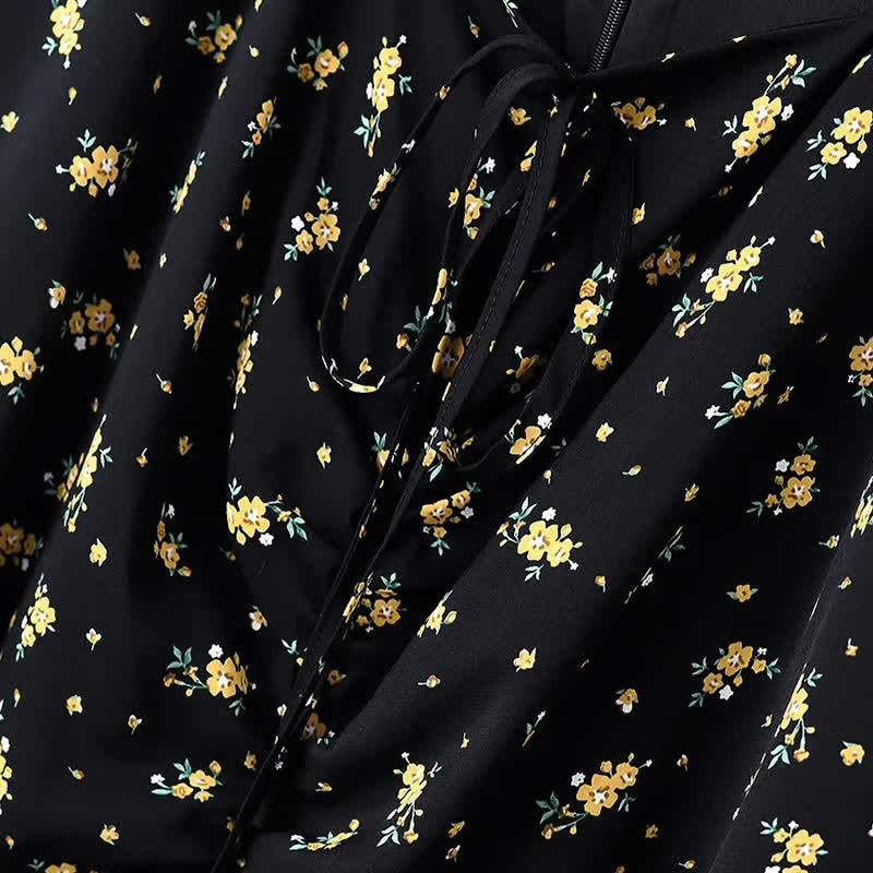 Plusock Plus Size Ditsy Floral Tie Neck Ruffle Hem Midi Dress - image 3