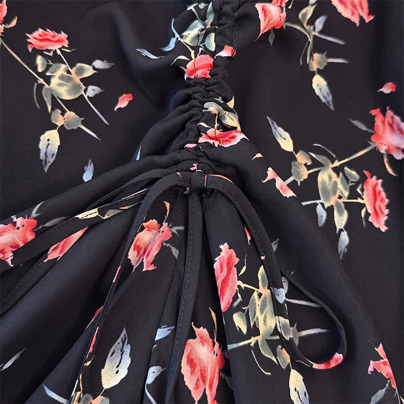 Plusock Plus Size Black Floral Midi Dress - image 3