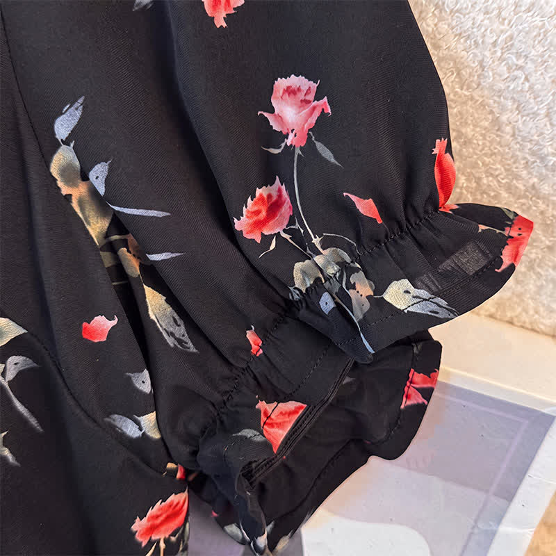 Plusock Plus Size Black Floral Midi Dress - image 2