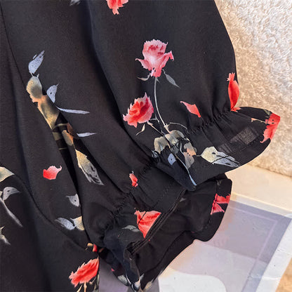 Plusock Plus Size Black Floral Midi Dress - image 2