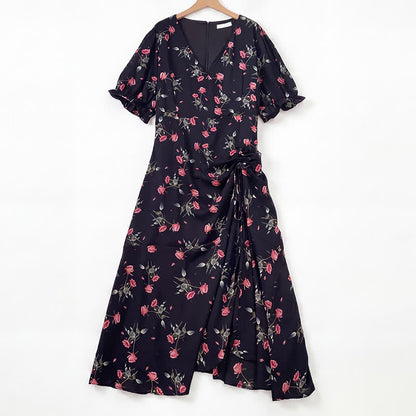 Plusock Plus Size Black Floral Midi Dress - Black - 6XL - image 0