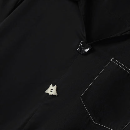 Plusock Plus Size Contrast Stitch Camp Collar Shirt Blouse - image 3