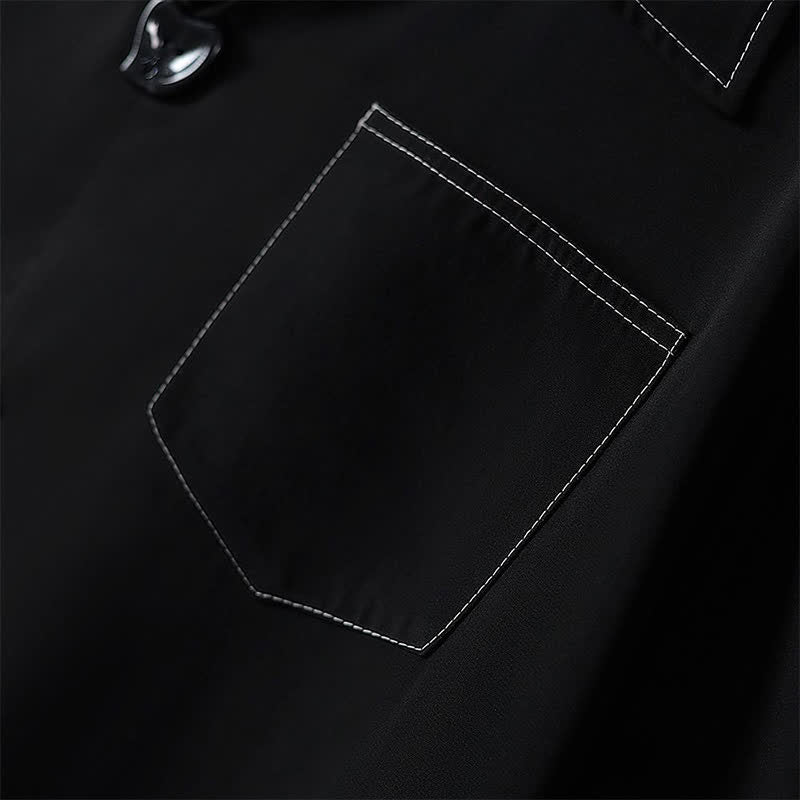 Plusock Plus Size Contrast Stitch Camp Collar Shirt Blouse - image 4