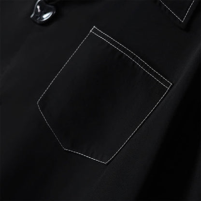 Plusock Plus Size Contrast Stitch Camp Collar Shirt Blouse - image 4