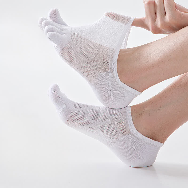 Plusock Breathable Bamboo Five Toe No Show Sokcs(3 Pairs) - White - EU36-45(US3-11) - image 1