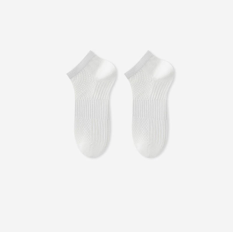 Plusock Breathable Antibacterial Ice Silk Ankle Socks (5 Pairs) - White - EU39-44(US6-10) - image 6