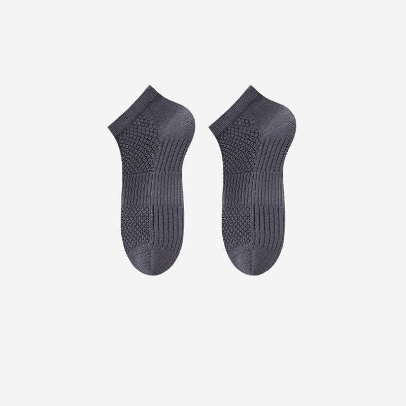 Plusock Breathable Antibacterial Ice Silk Ankle Socks (5 Pairs) - Grey - EU39-44(US6-10) - image 9