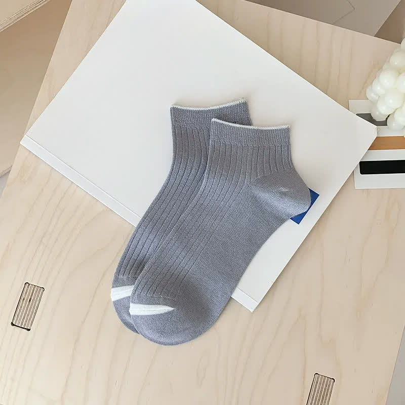 Plusock Casual Ribbed Bamboo Ankle Socks (5 Pairs) - Grey - EU36-44(US3-10) - image 14