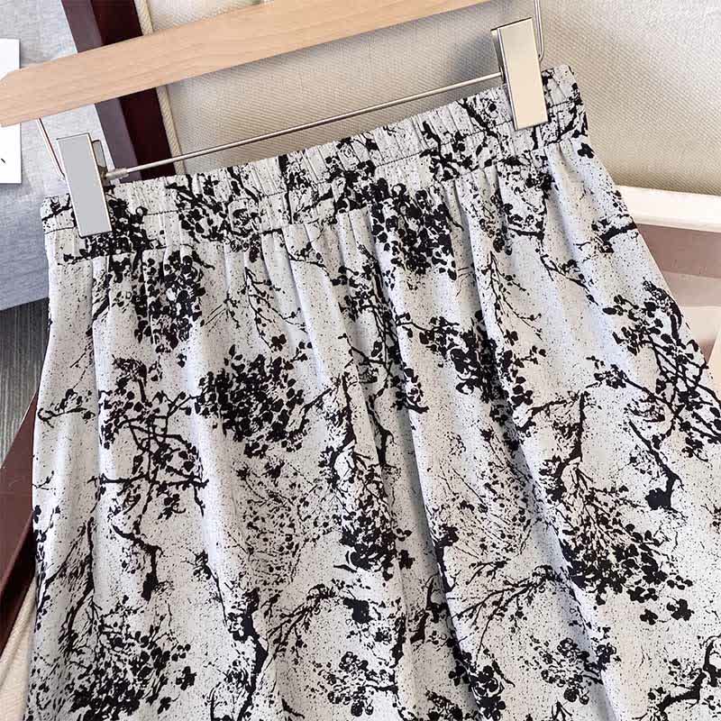 Plusock Plus Size Ink Floral Knot Detail Top And Skirt Set - image 2