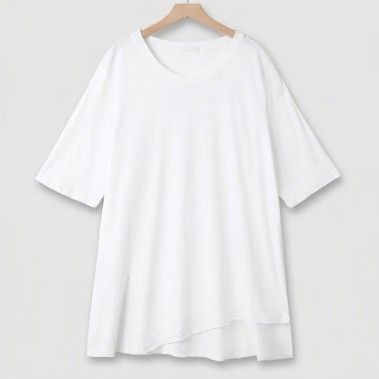 Plusock Plus Size Cotton Stretch Split Hem Tee - White - 6XL - image 6