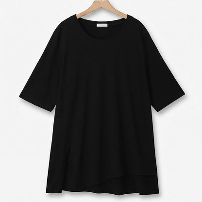 Plusock Plus Size Cotton Stretch Split Hem Tee - Black - 6XL - image 5