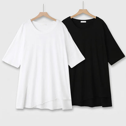 Plusock Plus Size Cotton Stretch Split Hem Tee - image 0