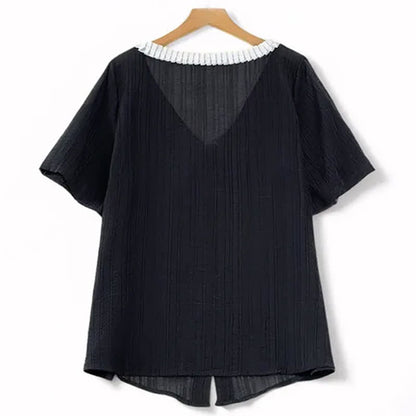 Plusock Plus Size Ruffle Tie Neck Top - image 1