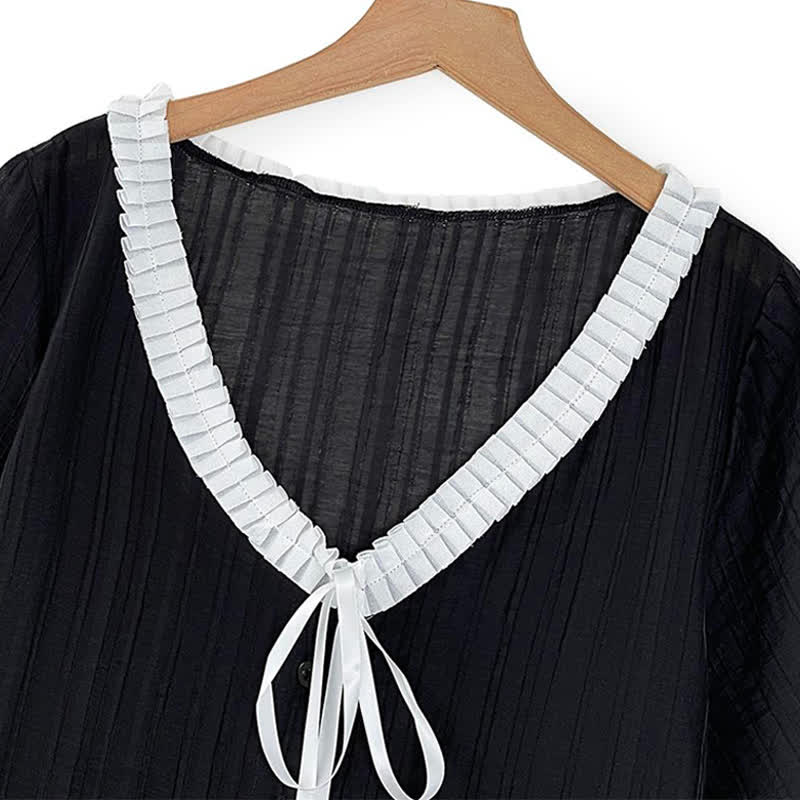 Plusock Plus Size Ruffle Tie Neck Top - image 2