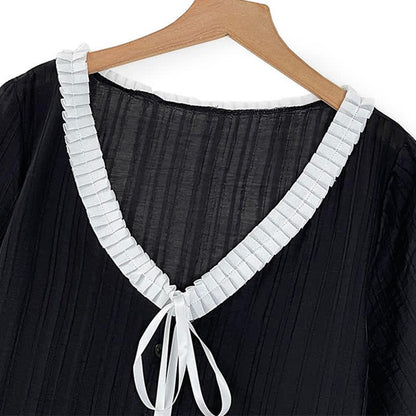 Plusock Plus Size Ruffle Tie Neck Top - image 2