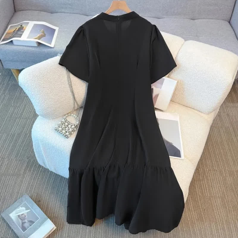 Plusock Plus Size Elegant Keyhole Neck Ruffle Hem Midi Dress - image 7