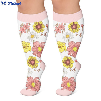Plusock Plus Size Pastel Bloom Compression Socks - image 6