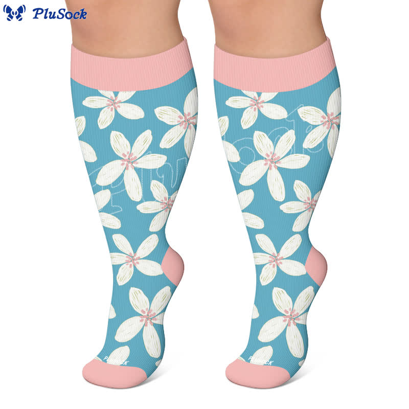 Plusock Plus Size Pastel Bloom Compression Socks - image 5