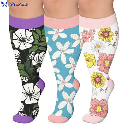 Plusock Plus Size Pastel Bloom Compression Socks - image 0