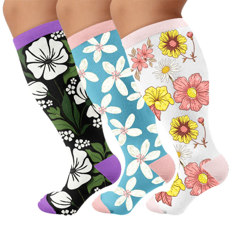 Plusock Plus Size Pastel Bloom Compression Socks - image 7