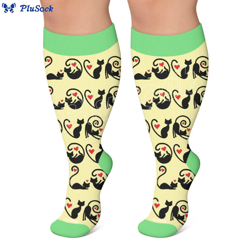 Plusock Plus Size Red Stripe Cat Compression Socks - image 4