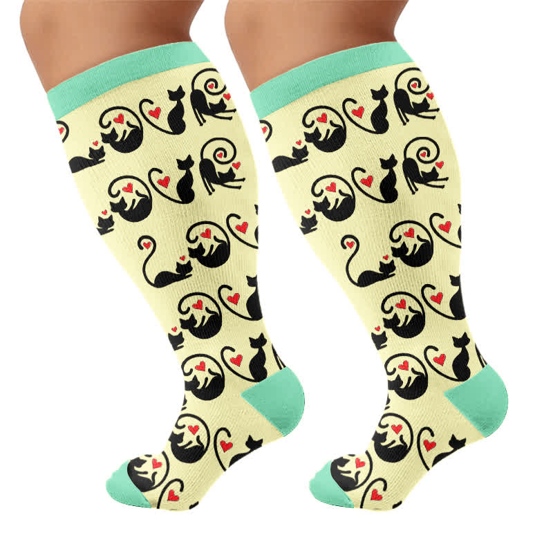 Plusock Plus Size Red Stripe Cat Compression Socks - image 8