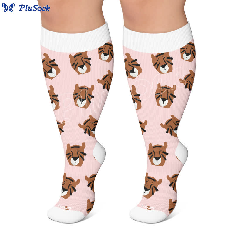 Plusock Plus Size Colorblock Animal Compression Socks - image 6