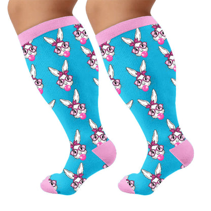 Plusock Plus Size Colorblock Animal Compression Socks - image 9