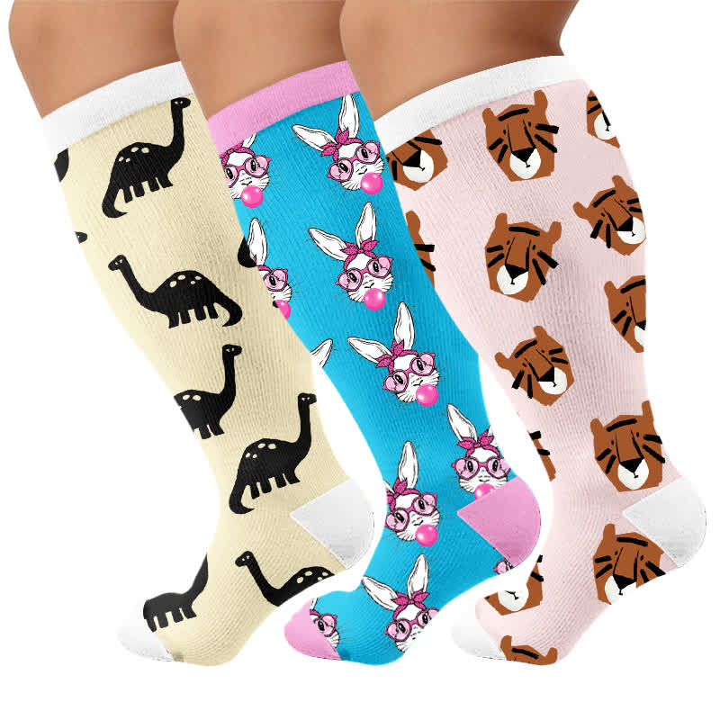 Plusock Plus Size Colorblock Animal Compression Socks - image 7