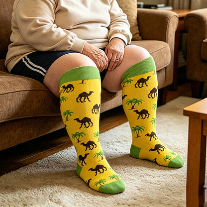 Plusock Plus Size Camel Palm Compression Socks - Yellow - 4XL - image 1