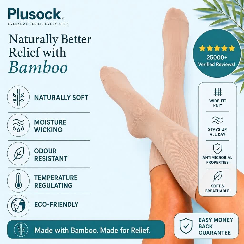 Plusock Plus Size Nude Bamboo Compression Socks - image 1